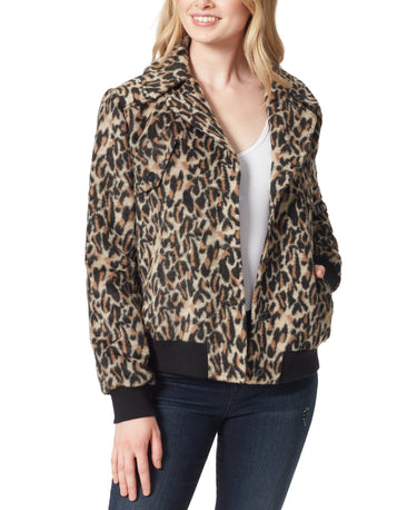 Jessica Simpson Women's Hollis Printed Bomber Jacket Brown Size X-Large