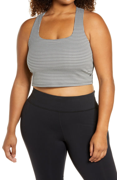 Nike Yoga Check Sports Bra in Sail/Black/Black, Size 1X