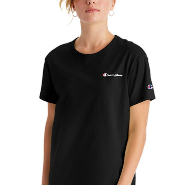 Champion Women's Cotton Logo Boyfriend T-Shirt Black Size X Small