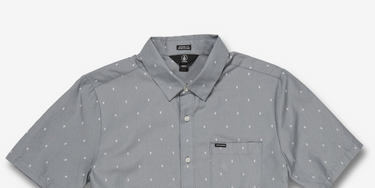 Volcom Men's Eanes Short Sleeve Shirt Blue Size X-Large