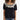 Lucky Brand Women's Crochet Square Neck Cotton Knit Top Black Size Small