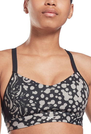 Reebok Women's Lux Medium Impact Strappy Back Sports Bra Black Size Medium