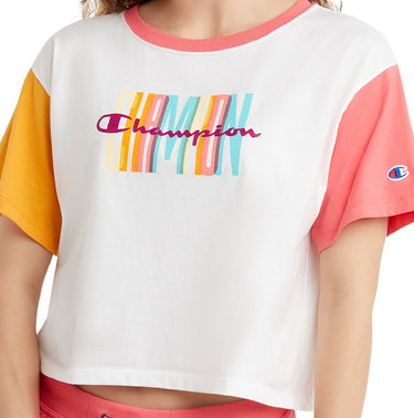 Champion Women's Colorblocked Cropped T-Shirt White