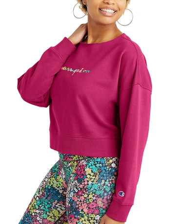 Champion Women's French Terry Logo Sweatshirt Pink Size Large