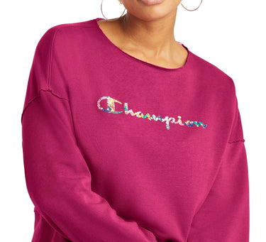 Champion Women's French Terry Logo Sweatshirt Pink Size X-Large