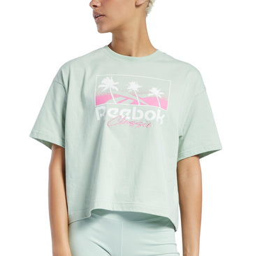 Reebok Women's Cotton Graphic T-Shirt Green Size Large