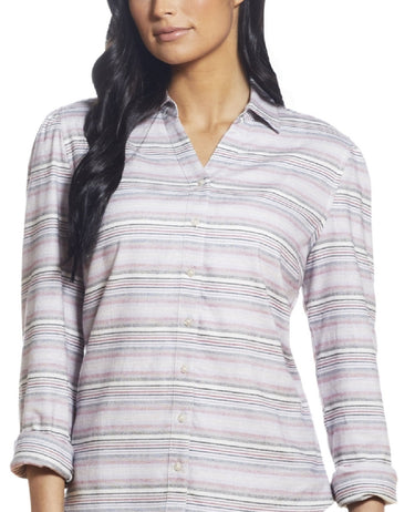 Weatherproof Vintage Women's Long Sleeve Brushed Flannel Woven Top Red Size Small