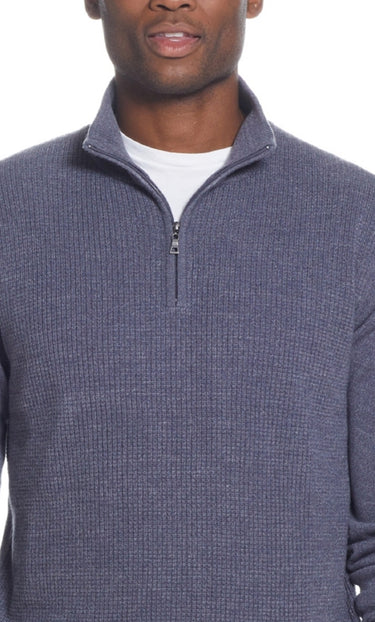 Weatherproof Vintage Men's Soft Touch Waffle Quarter Zip Sweater Blue Size XX-Large