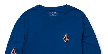 Volcom Men's Iconic Stone Long Sleeve T-shirt Blue Size Medium