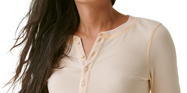 Bass Outdoor Women's Warm Button Front Waffle Knit Henley Top Yellow Size X-Large