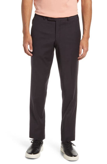 Ted Baker London Jerome Flat Front Stretch Wool Trousers in Burgundy, Size 34