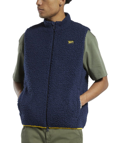 Reebok Men's Blue Reversible Cord Sherpa Fleece Vest - XLarge