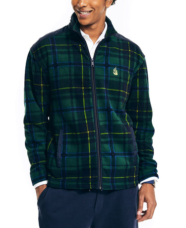 Nautica Men's Plaid Full-Zip Fleece Jacket - Green