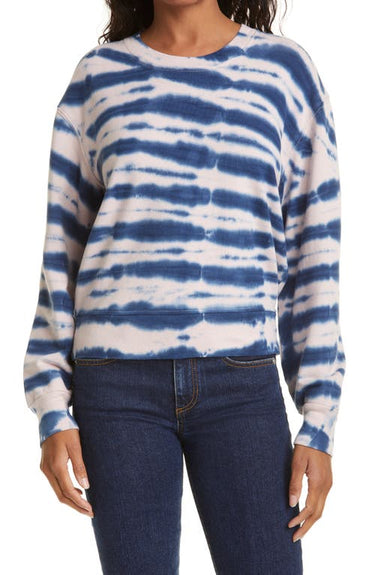 Rails Ramona Tie Dye Cotton Blend Sweater in Striped Indigo Tie Dye, Size Medium