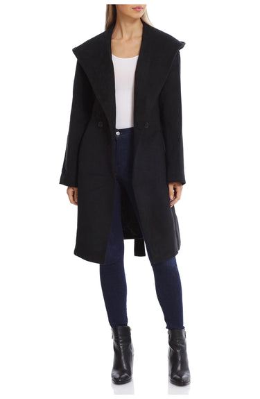 Avec Les Filles Women's Double Breasted Twill Hooded Coat