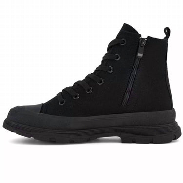 Andrea - Women's Canvas Sneaker Booties With Side Zipper