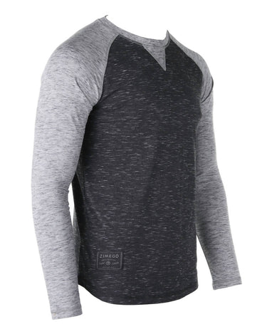 Zimego - Men's Baseball Retro Contrast Long Sleeve Raglan T-shirt