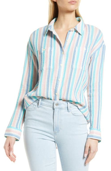 Caslon Plaid Cotton Gauze Shirt - Medium