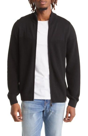 Brax Jake Zip-Up Sweater Jacket in Black  Size 52