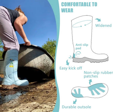 Pinnip - Women's Csa Approved Waterproof Pu Steel Toe Rubber Safety Boots
