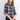 Polly & Esther Juniors' Plaid Faux Fur-Trimmed Hoodie Blue Size Small