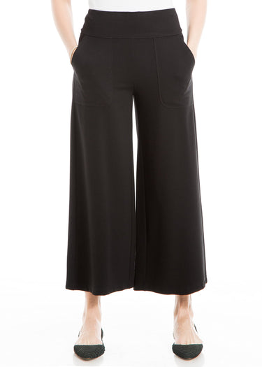 Max Studio Women's Cropped Wide Leg Pant, Black, Large