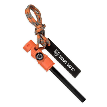 Swiss Safe 5 in 1 Magnesium Ferro Rod Fire Starter Survival Tool Orange 1 Pack