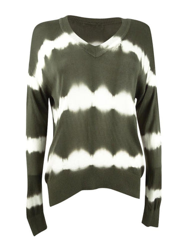 CRAVE FAME Juniors' Tie-Dyed Pullover Sweater Green Size Medium
