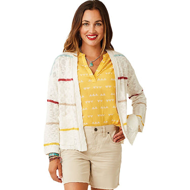 Carve Designs Kirby Cardigan - Cloud Multi Stripe