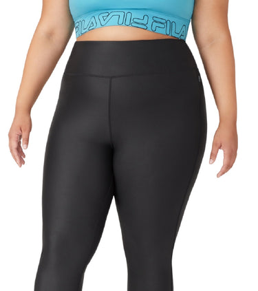 Fila Women's Night Out Leather Look 7/8 Training Leggings Black Size 3X