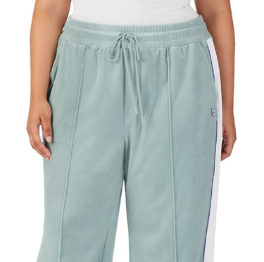 Fila Women's Valery Mid Rise Drawstring Velour Pants Green Size 3X