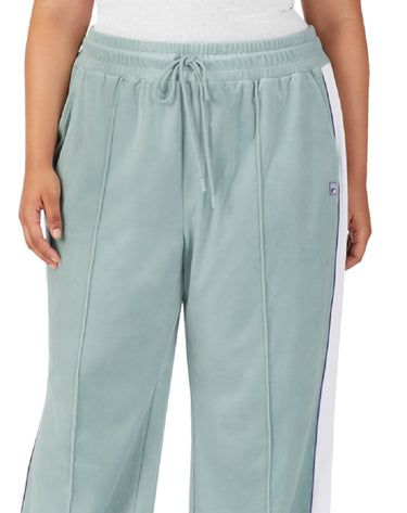 Fila Women's Valery Mid Rise Drawstring Velour Pants Green Size 4X