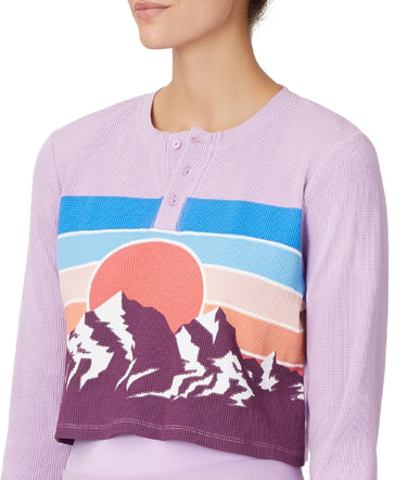 Fila Women's Cropped Horizon Print Thermal Top Purple Size Large