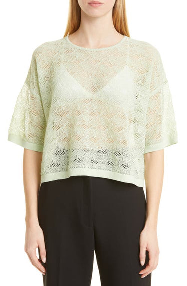 Club Monaco Boxy Lace Top in Green, Size Small