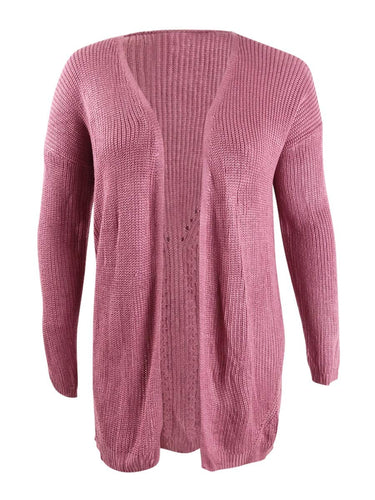 Hippie Rose Juniors' Back-Detail Long Cardigan Pink Size Small