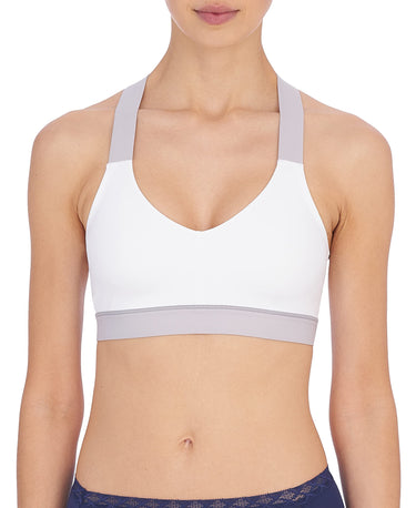 Natori Women Dynamic Racerback Sport Bralette (White/Lead, Medium)