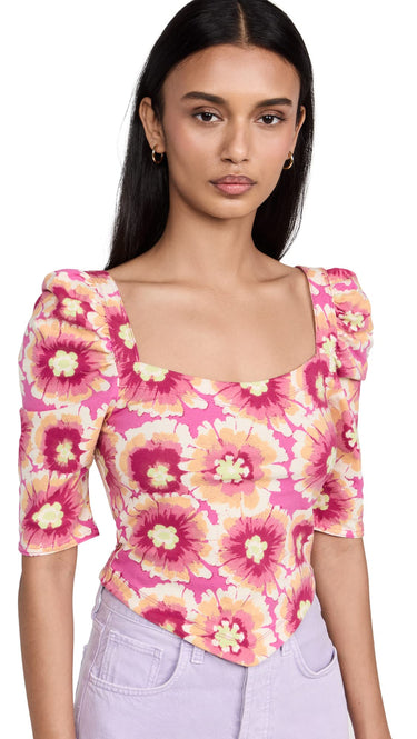 Free People Women's Give Me More Top, Pop Combo, Pink, Floral, M