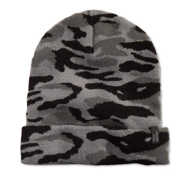 Steve Madden Mens Knit Camo Beanie Hat Black O/S
