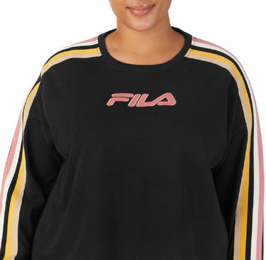 Fila Women's Clover Crewneck Logo Colorblocked Sweatshirt Black Size 2X