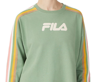 Fila Women's Clover Crewneck Logo Colorblocked Sweatshirt Green