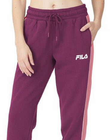 Fila Women's Vigor Mid Rise Colorblocked Fleece Joggers Purple Size 4X