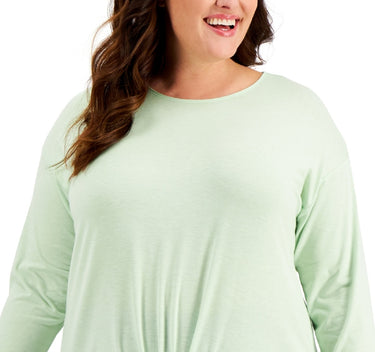 ID Ideology Women's Tie Hem T-Shirt Green Size 3X