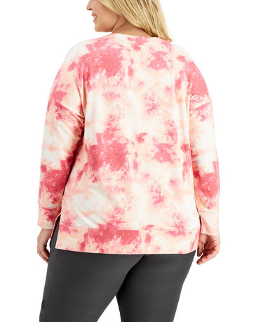 ID Ideology Women's Tie Dyed Side Slit Top Pink Size 3X