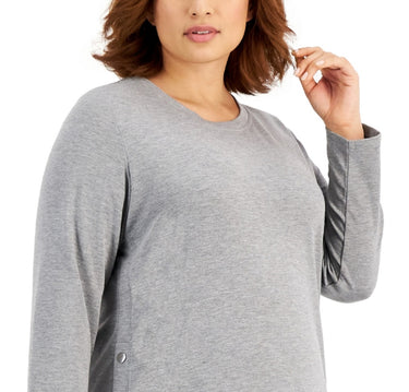 ID Ideology Women's Side Snap Tunic Top Gray Size 1X