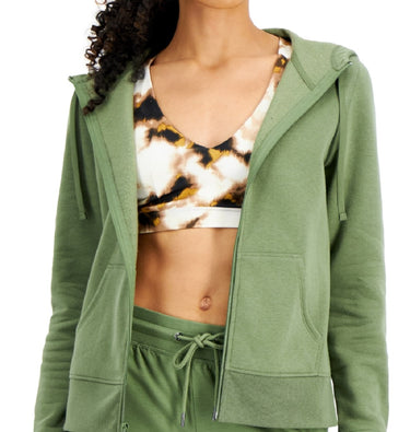 ID Ideology Women's Zip Front Fleece Hoodie Green Size XX-Large