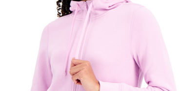 ID Ideology Women's Zip Front Fleece Hoodie Pink Size X-Small