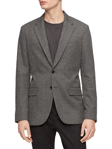 Calvin Klein Men's Slim Fit Heathered Check Blazer Gray Size M