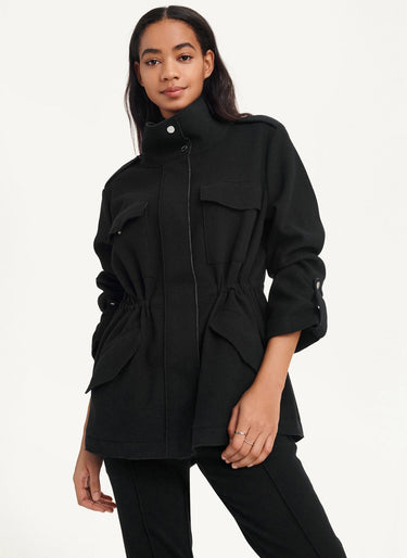 DKNY Women's Felt Cargo Jacket Black Size 0