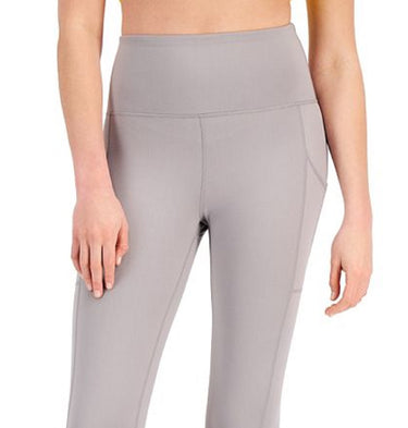 ID Ideology Women's Compression High Rise Side Pocket Cropped Leggings Gray Size X-Large
