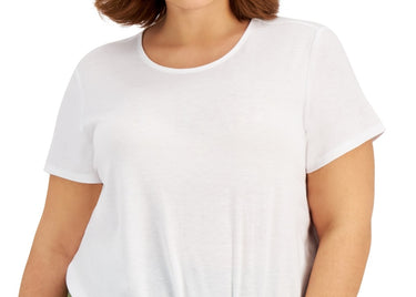 ID Ideology Women's Tie Front T-Shirt White Size 4X